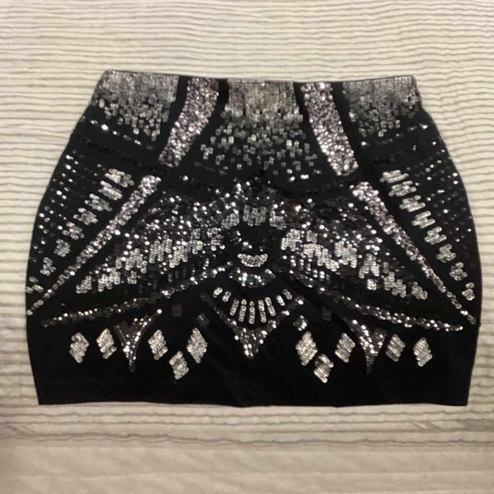 Express Black and Silver sequins Skirt